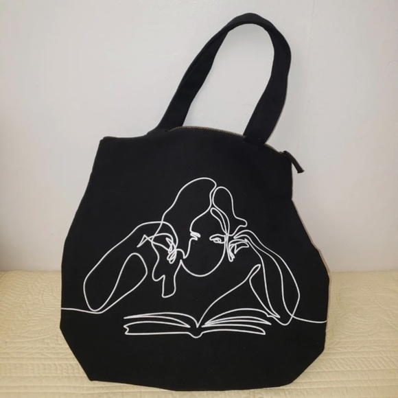 SOLD ‼️ Barnes & Noble black canvas tote bag - Picture 1 of 3